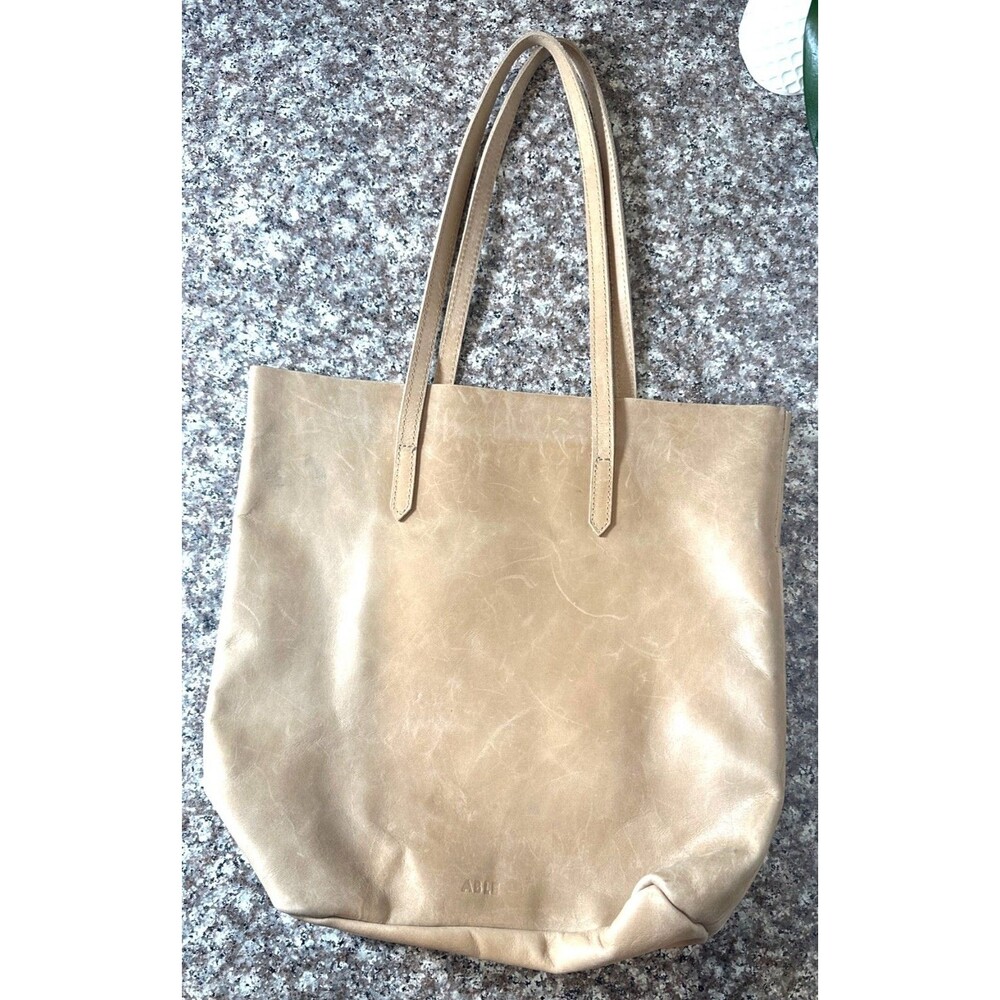 Able Handmade Leather Tote Bag With Pocket Tan Color - Picture 7 of 7